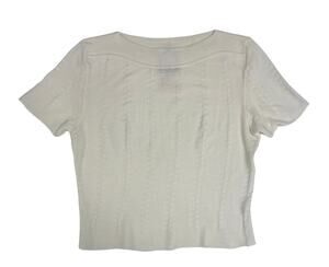 STATE OF CLAUDE MONTANA Vintage S Cream Viscose Knit Crop Boatneck Top - 1990s